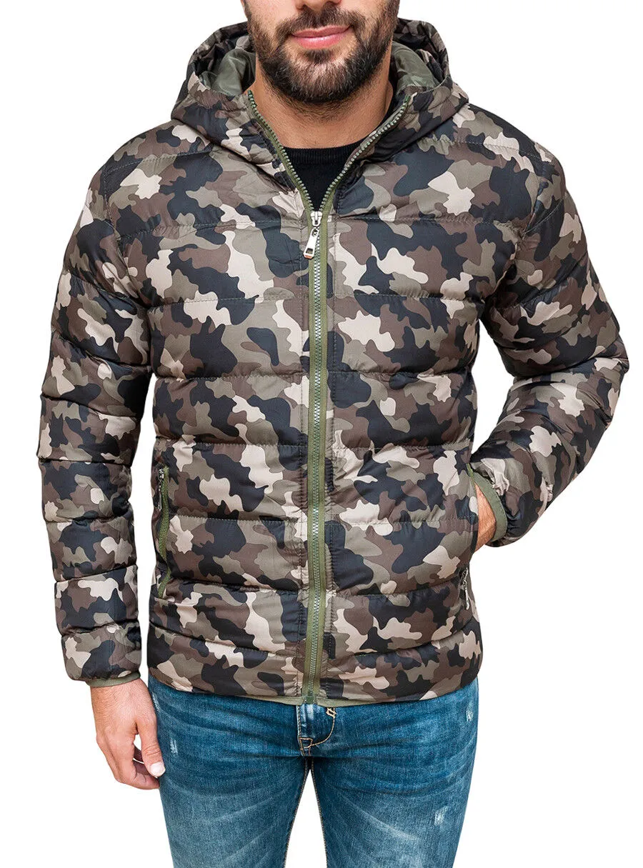 Piumino uomo Diamond invernale militare mimetico verde casual giaccone bomber