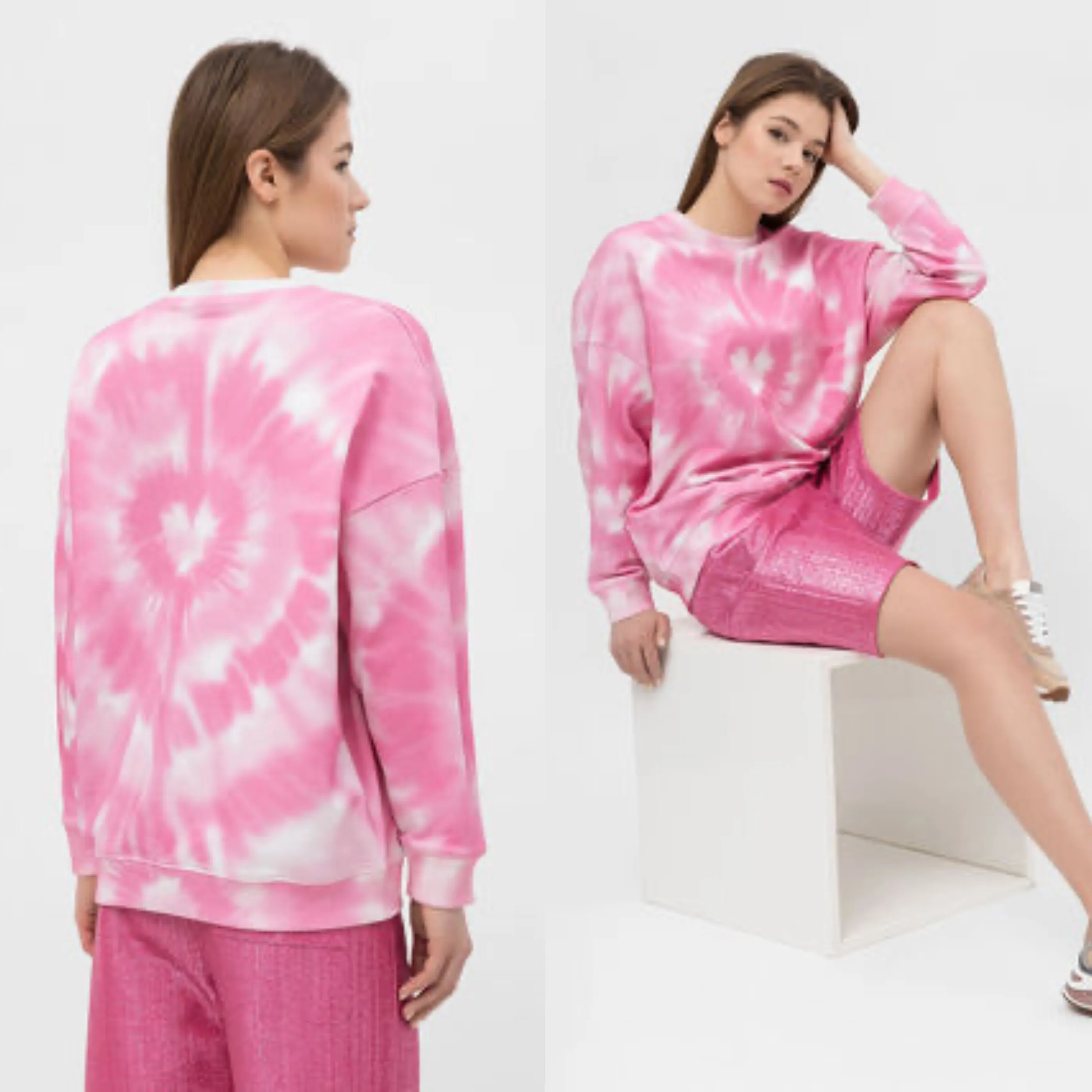 RED VALENTINO  |Heart Tie-dye Long Sleeves Cotton Logo Hoodies & Sweatshirts