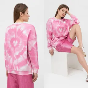 RED VALENTINO  |Heart Tie-dye Long Sleeves Cotton Logo Hoodies & Sweatshirts