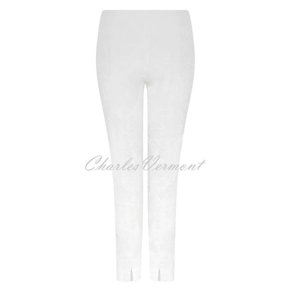 Robell Rose 09 – 7/8 Cropped Super Slim Trouser 51527-54401-10 (White Leaf Jacquard)