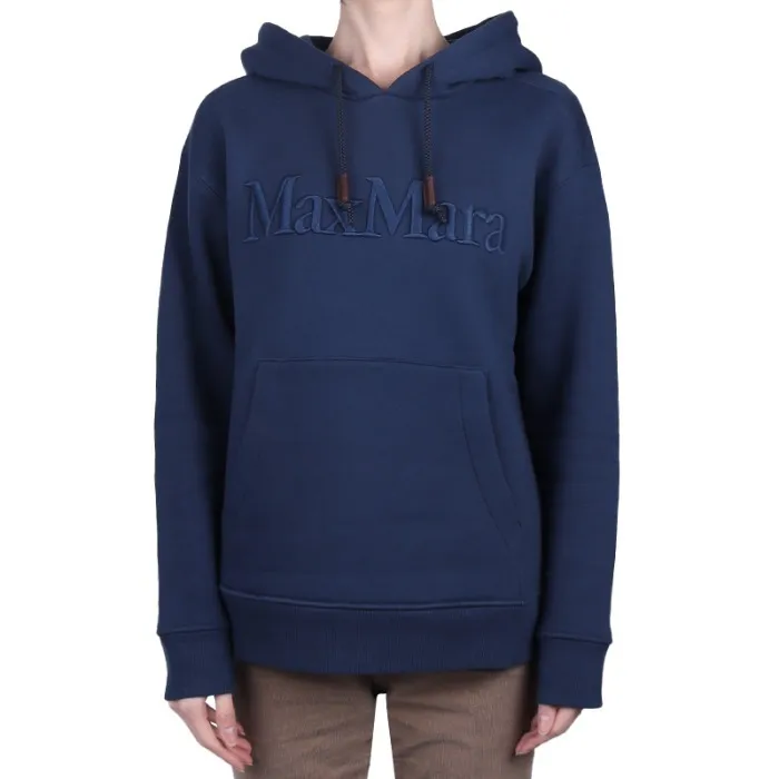 S Max Mara  |Long Sleeves Plain Cotton Logo Hoodies & Sweatshirts