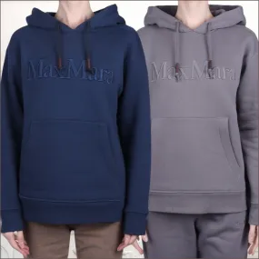 S Max Mara  |Long Sleeves Plain Cotton Logo Hoodies & Sweatshirts