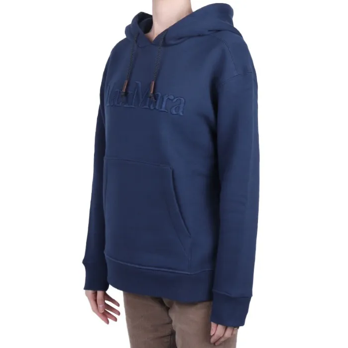 S Max Mara  |Long Sleeves Plain Cotton Logo Hoodies & Sweatshirts