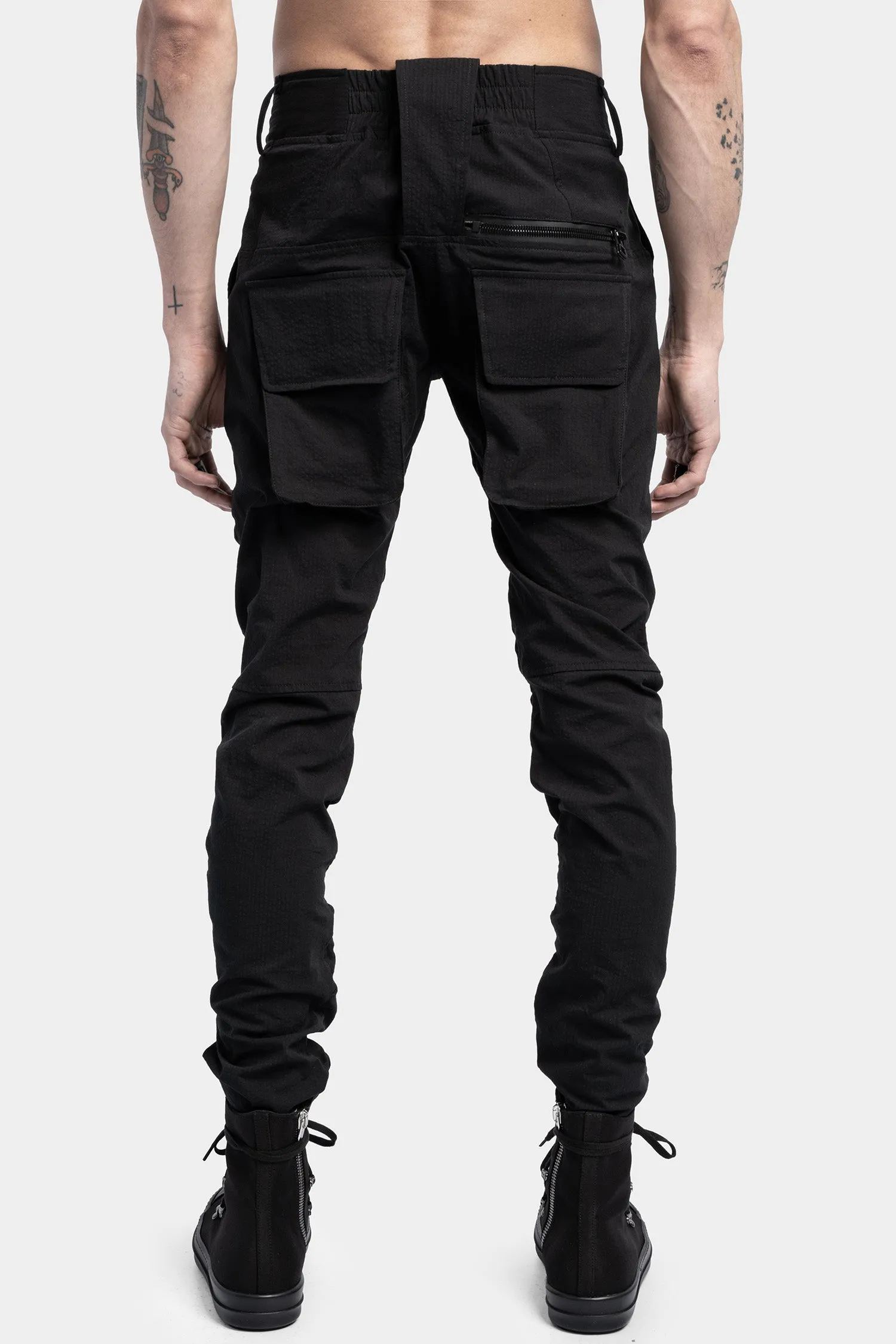 Seersucker Cotton Slim Recoil Trousers