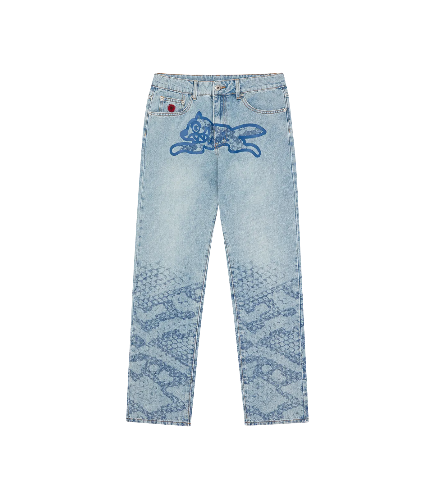 SNAKESKIN RUNNING DOG DENIM PANT - LIGHT BLUE WASH