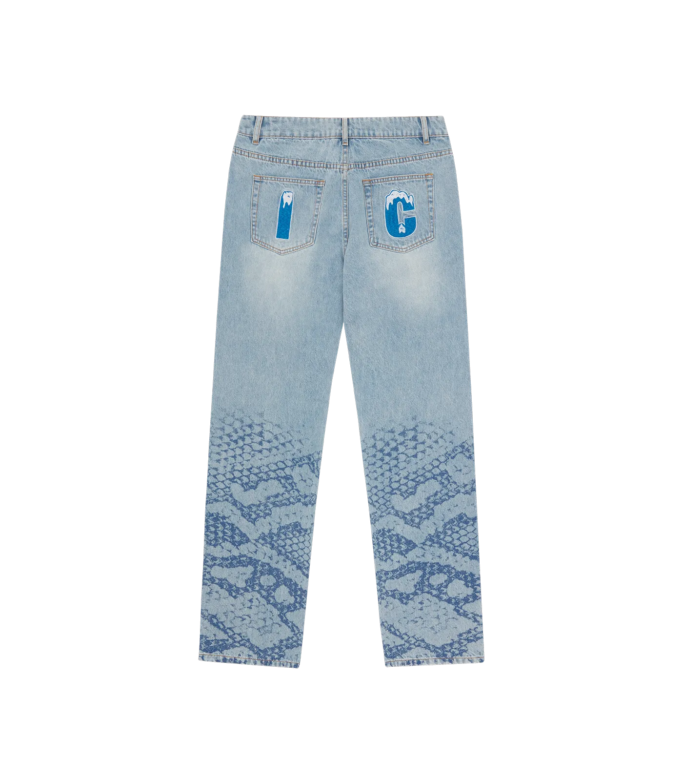 SNAKESKIN RUNNING DOG DENIM PANT - LIGHT BLUE WASH