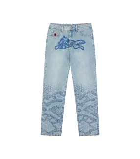 SNAKESKIN RUNNING DOG DENIM PANT - LIGHT BLUE WASH