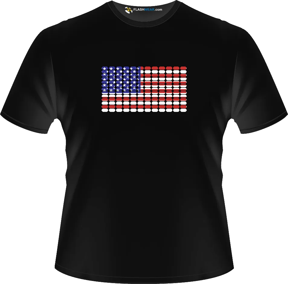 Stars & Stripes USA Flag Light-up T Shirt