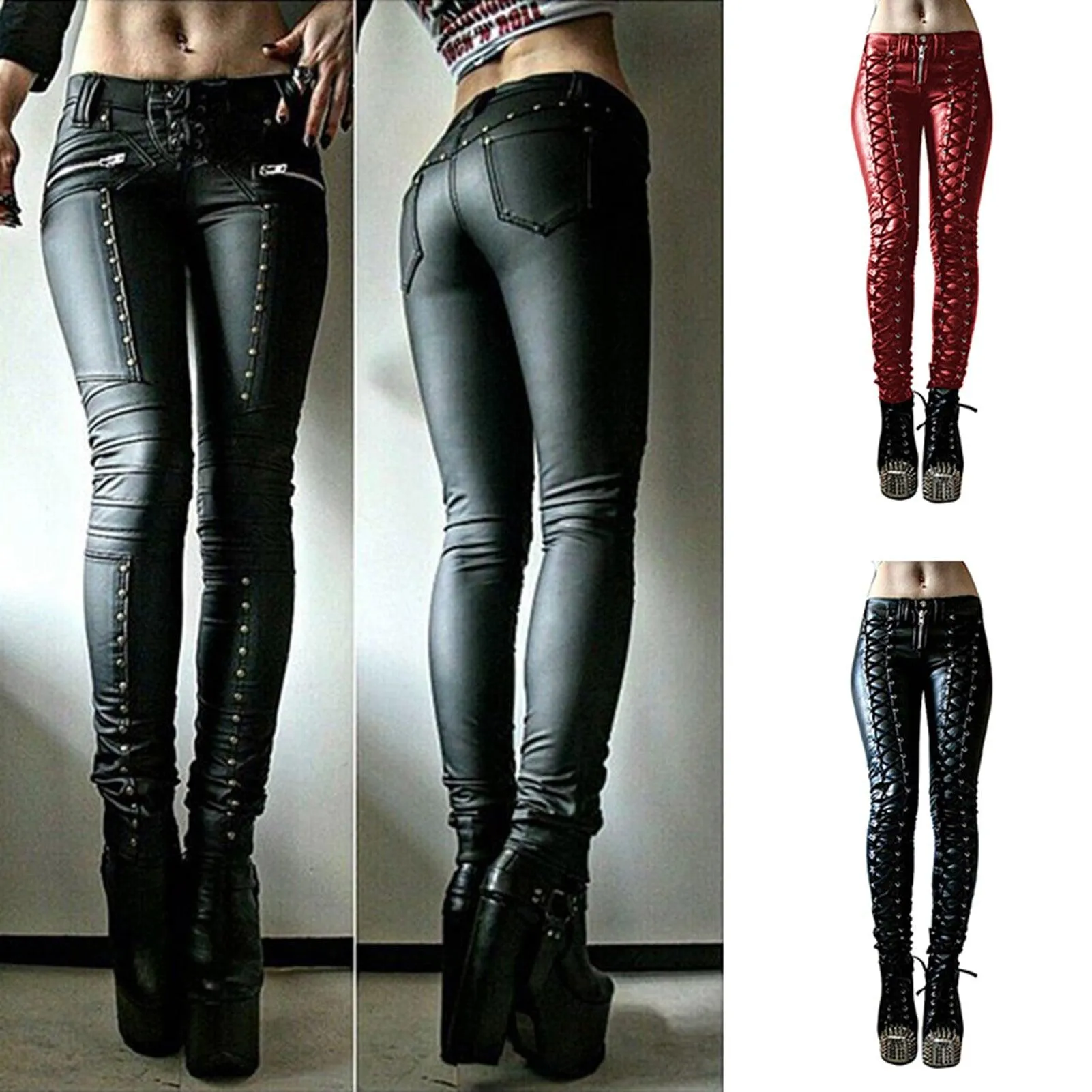 Steampunk Faux Leather Pants