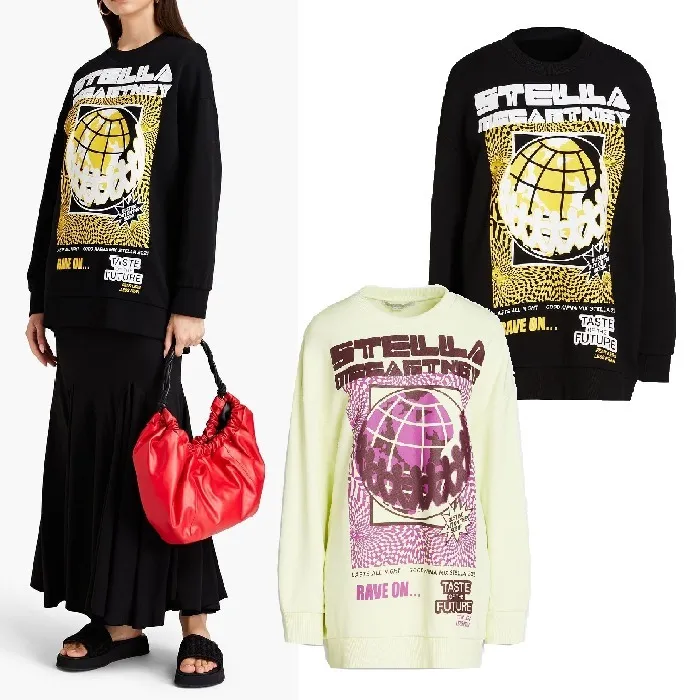 Stella McCartney  |Crew Neck Long Sleeves Cotton Oversized Logo