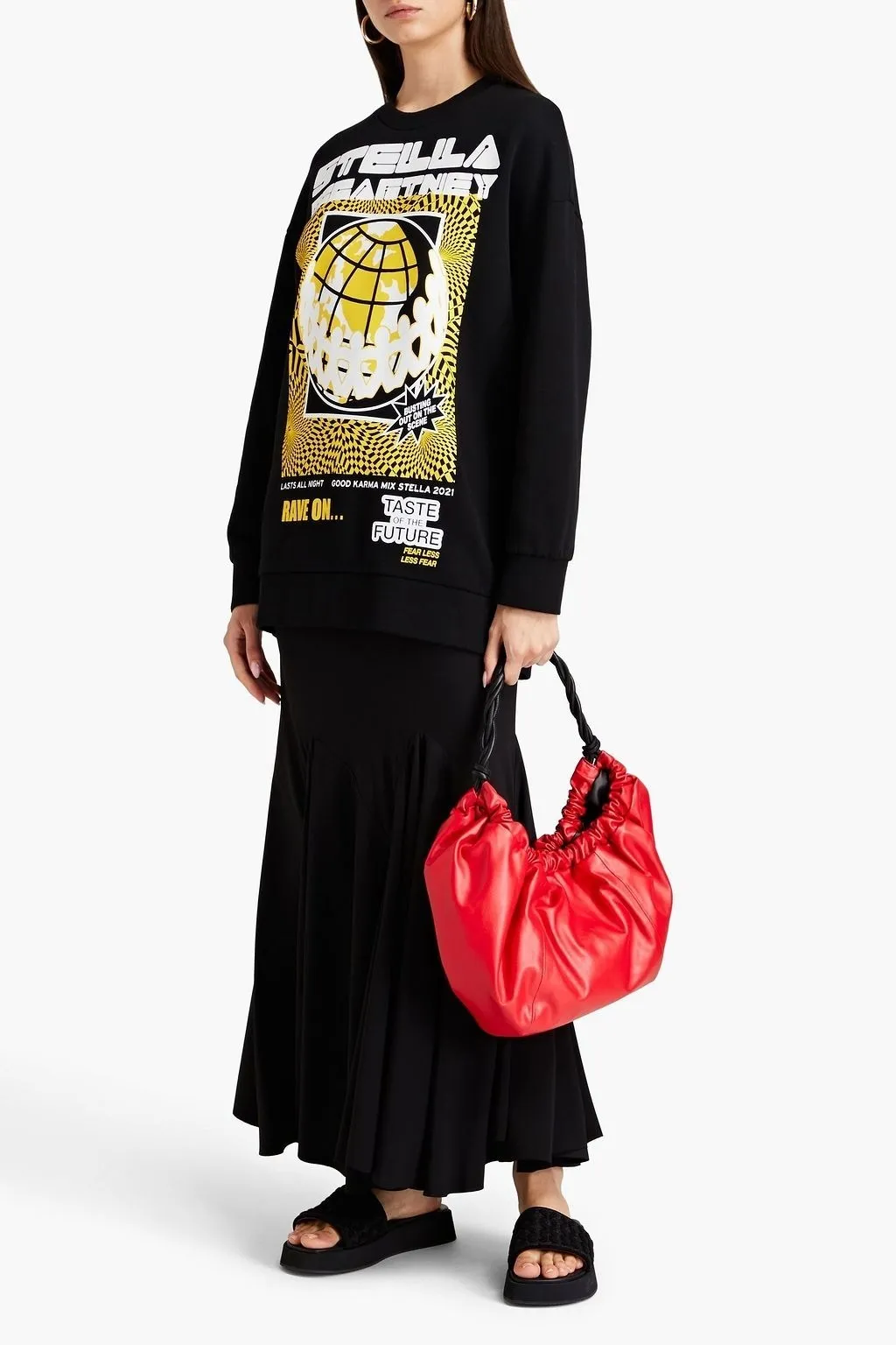 Stella McCartney  |Crew Neck Long Sleeves Cotton Oversized Logo