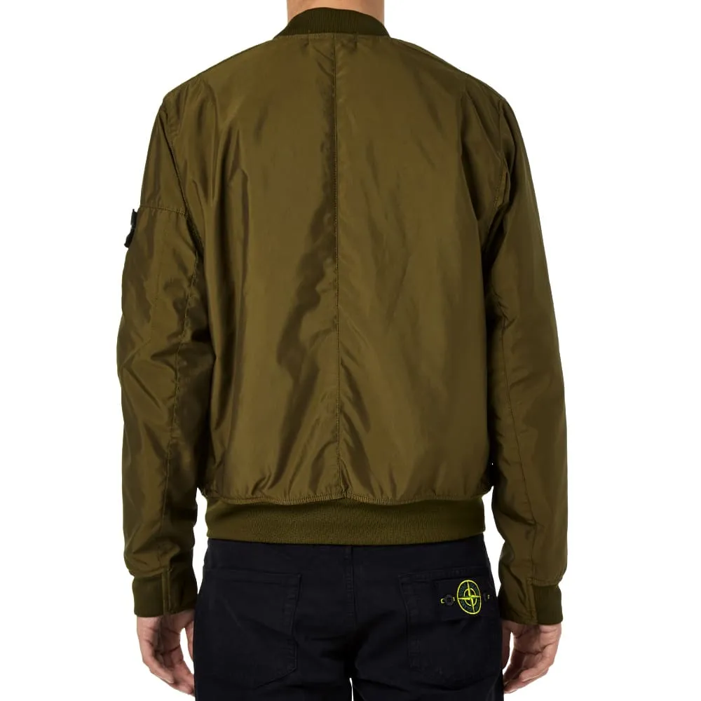 Stone Island Shadow Project Garment Dyed Diagonal Weave MA-1 Bomber JacketOlive