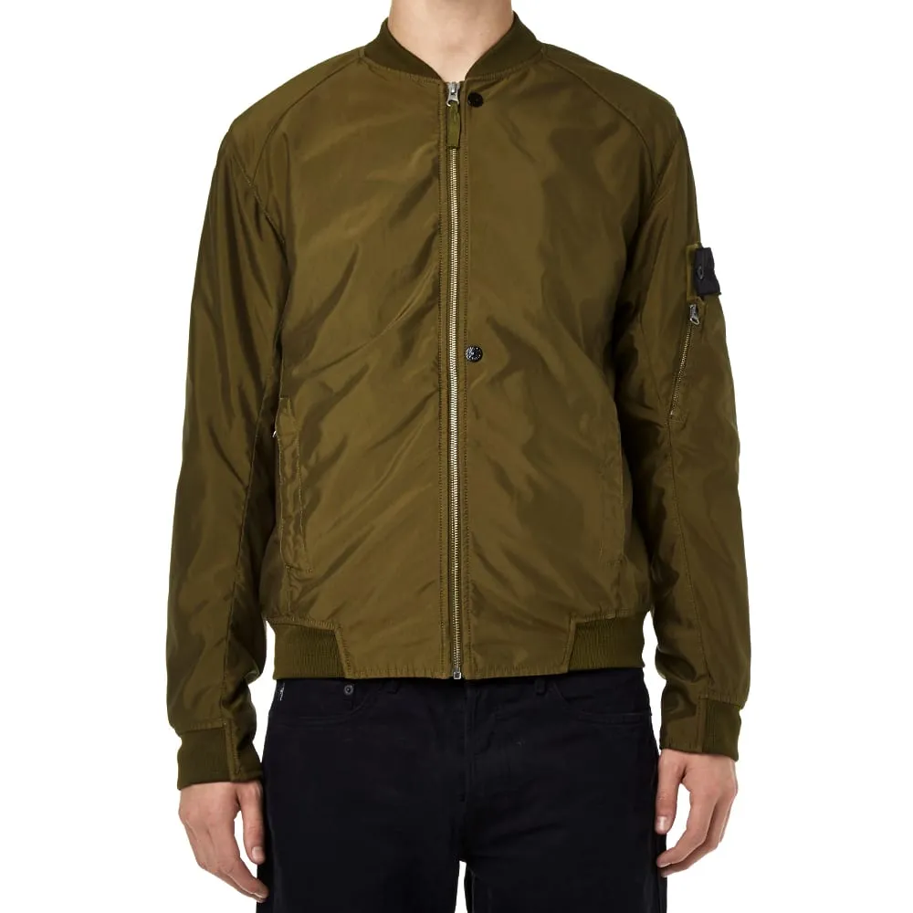 Stone Island Shadow Project Garment Dyed Diagonal Weave MA-1 Bomber JacketOlive