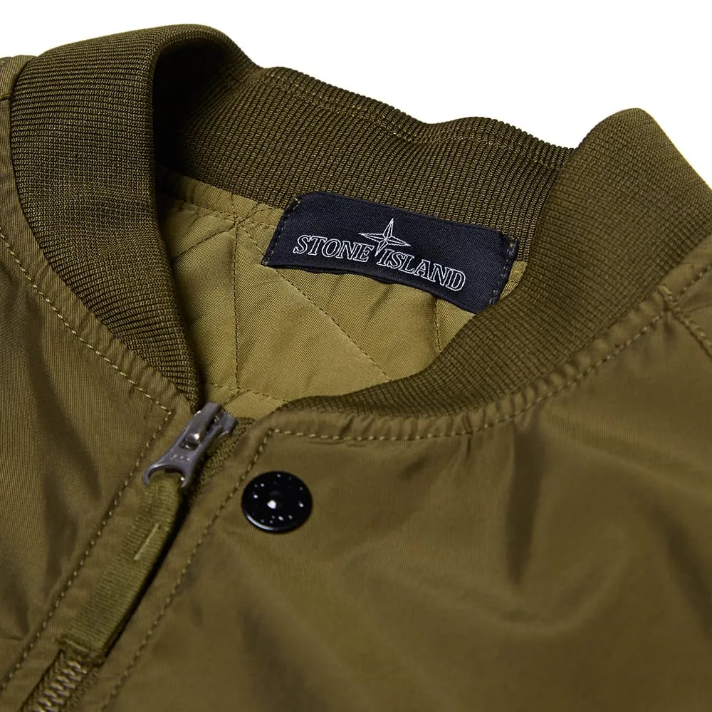 Stone Island Shadow Project Garment Dyed Diagonal Weave MA-1 Bomber JacketOlive