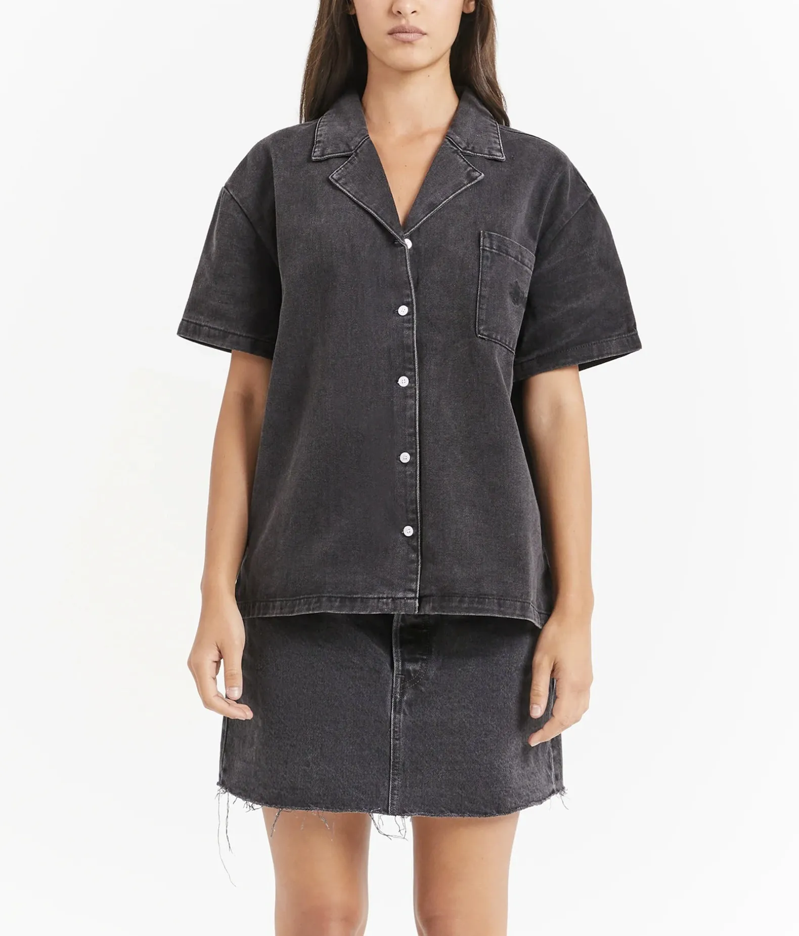 STUSSY  |Casual Style Denim Street Style Cotton Short Sleeves