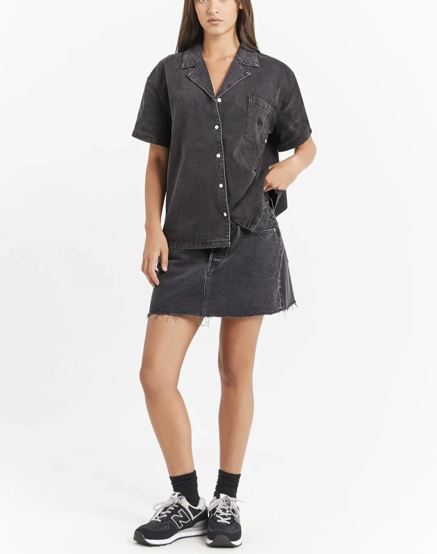 STUSSY  |Casual Style Denim Street Style Cotton Short Sleeves