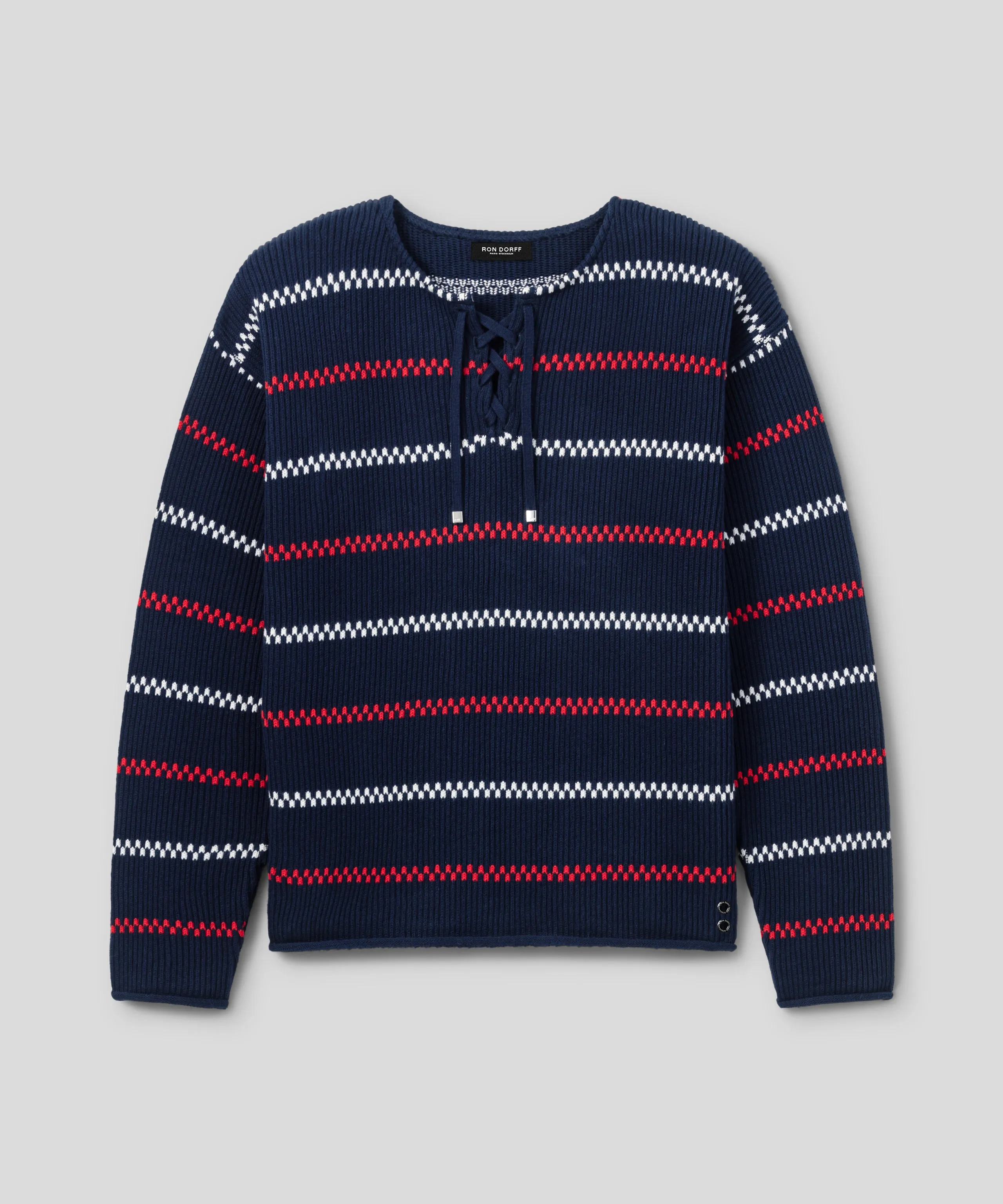 Swedish Fisherman Cotton Sweater: Navy