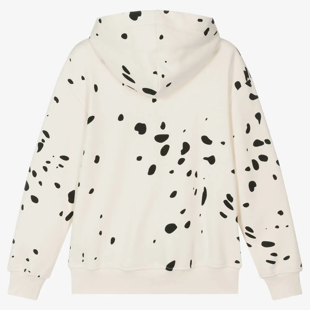 Teen Boys Ivory Cotton Spotted Hoodie