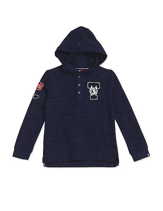 Tommy Hilfiger Kids Boys Navy Hooded Henley Sweatshirt