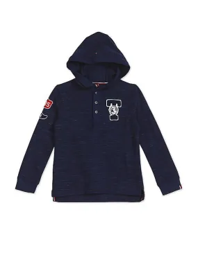 Tommy Hilfiger Kids Boys Navy Hooded Henley Sweatshirt