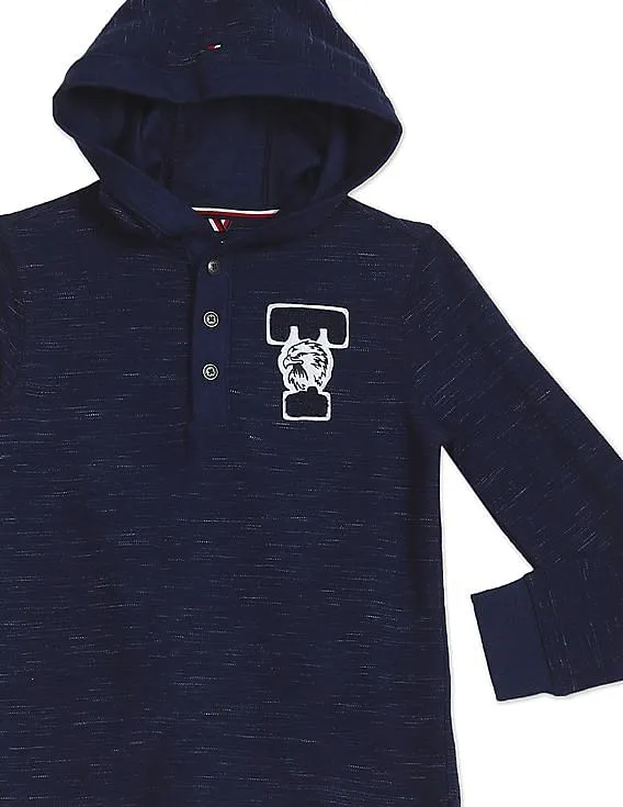 Tommy Hilfiger Kids Boys Navy Hooded Henley Sweatshirt