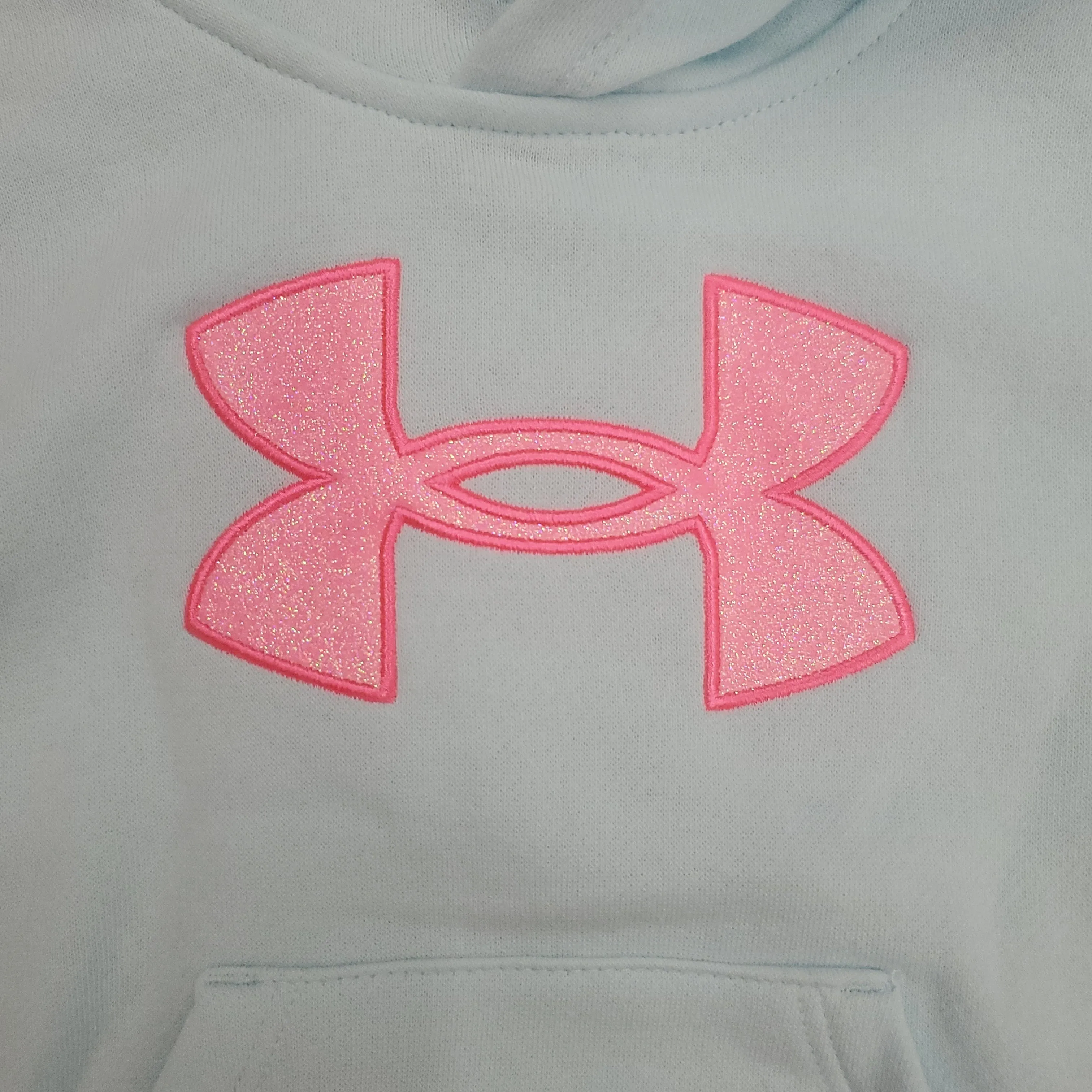 UA PINK GLITTLER APPLIQUE TEAL HOODIE