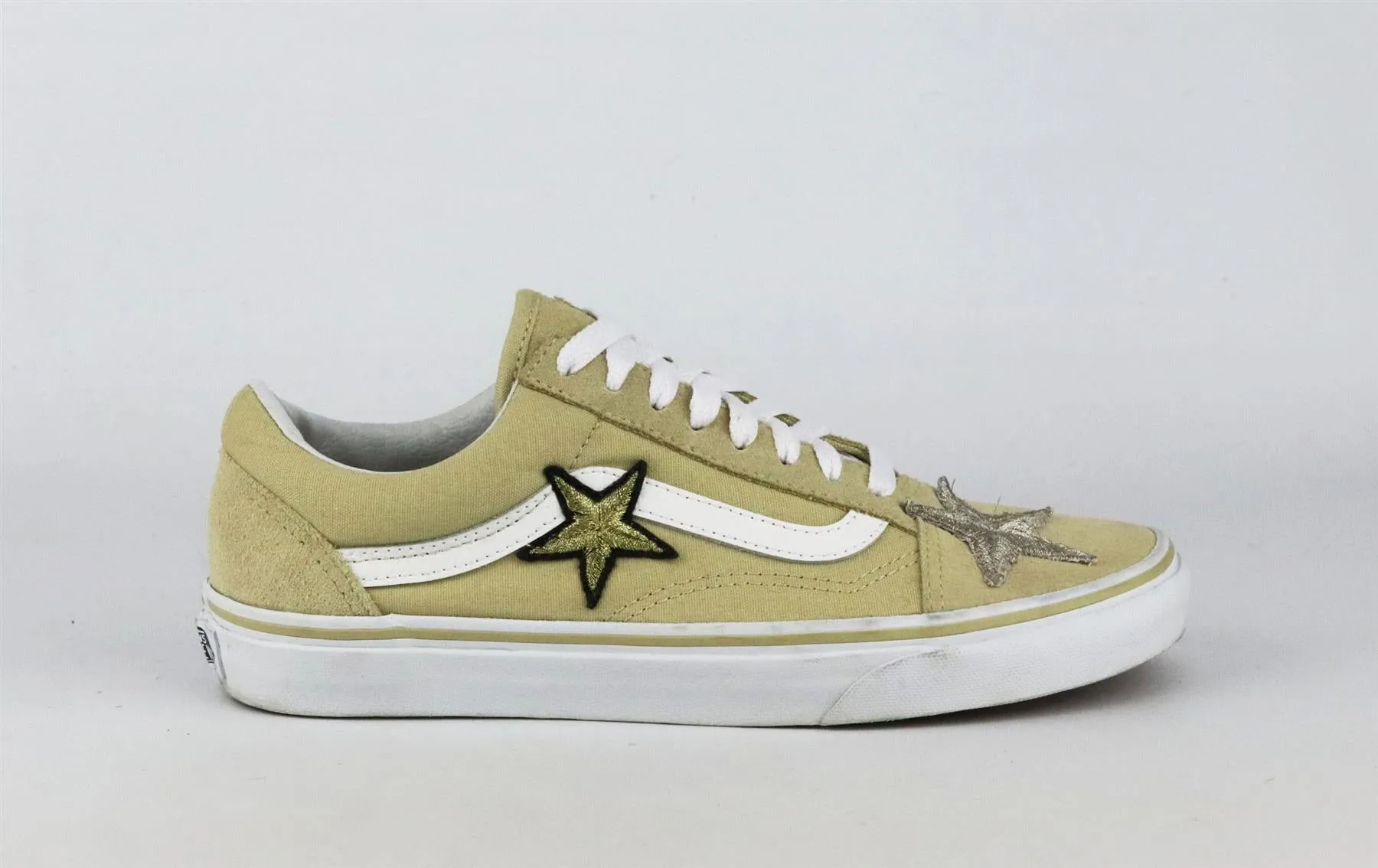 VANS OLD SKOOL EMBROIDERED CANVAS AND SUEDE SNEAKERS EU 38.5 UK 5.5 US 8