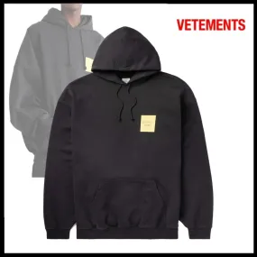 VETEMENTS  |Unisex Street Style Long Sleeves Plain Cotton Logo Hoodies