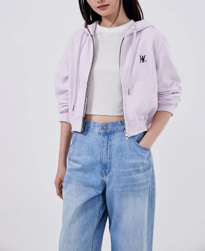 WOOALONG  |【WOOALONG】★Signature tuck sleeve crop hood zip-up