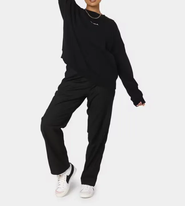 X-girl  |Crew Neck Sweat Long Sleeves Plain Cotton Logo Loungewear